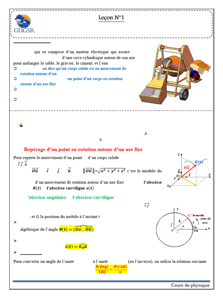 Mouvement de rotation uniforme en physique | PDF | Rotation | Mouvement ...