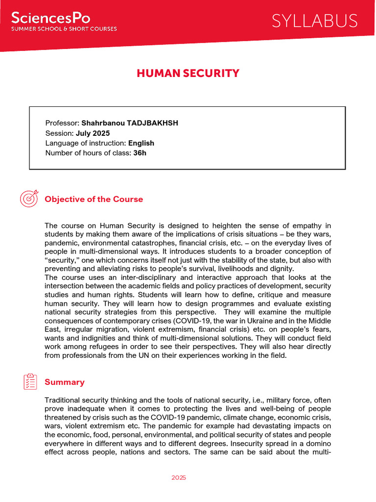 Human Security Course Overview | PDF | International Relations | Global ...