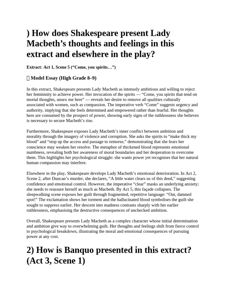 Lady Macbeth's Ambition and Downfall | PDF | Macbeth