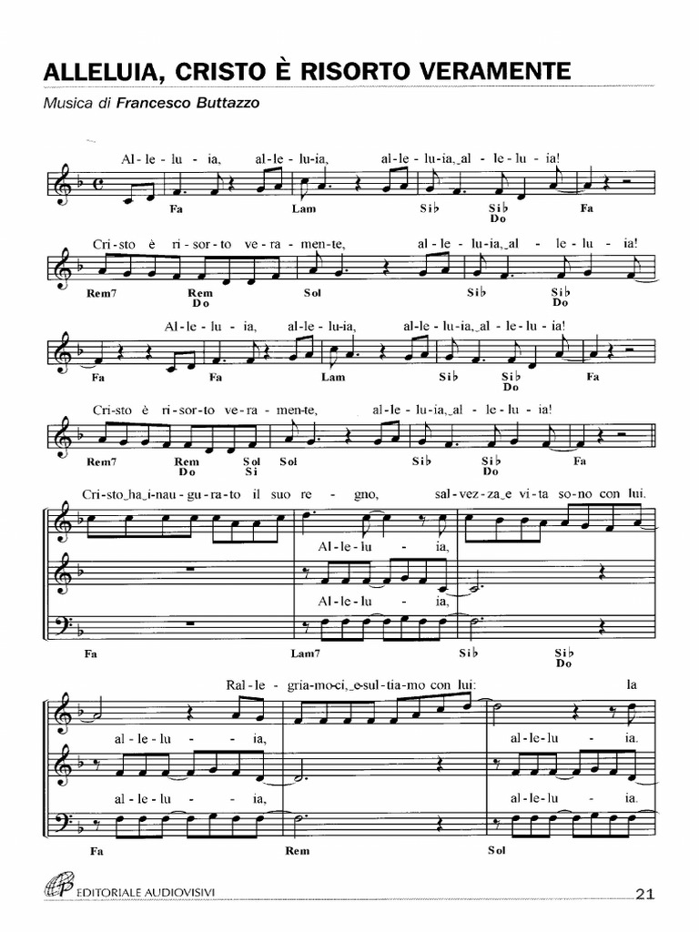 Francesco Buttazzo Alleluia Cristo è Risorto Veramente Spartito Pdf