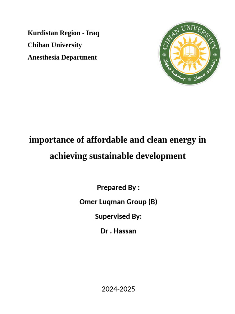 Affordable Clean Energy for Sustainable Development | PDF | Sustainable ...