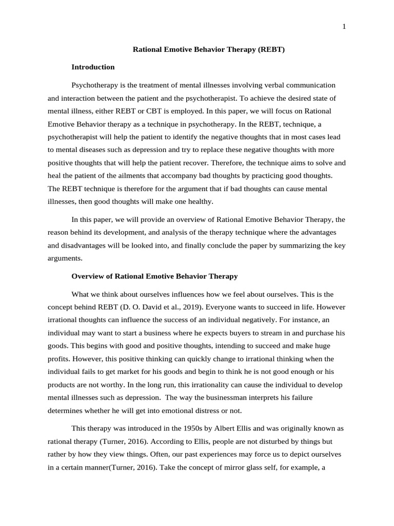 Overview of Rational Emotive Behavior Therapy | PDF | Rational Emotive ...