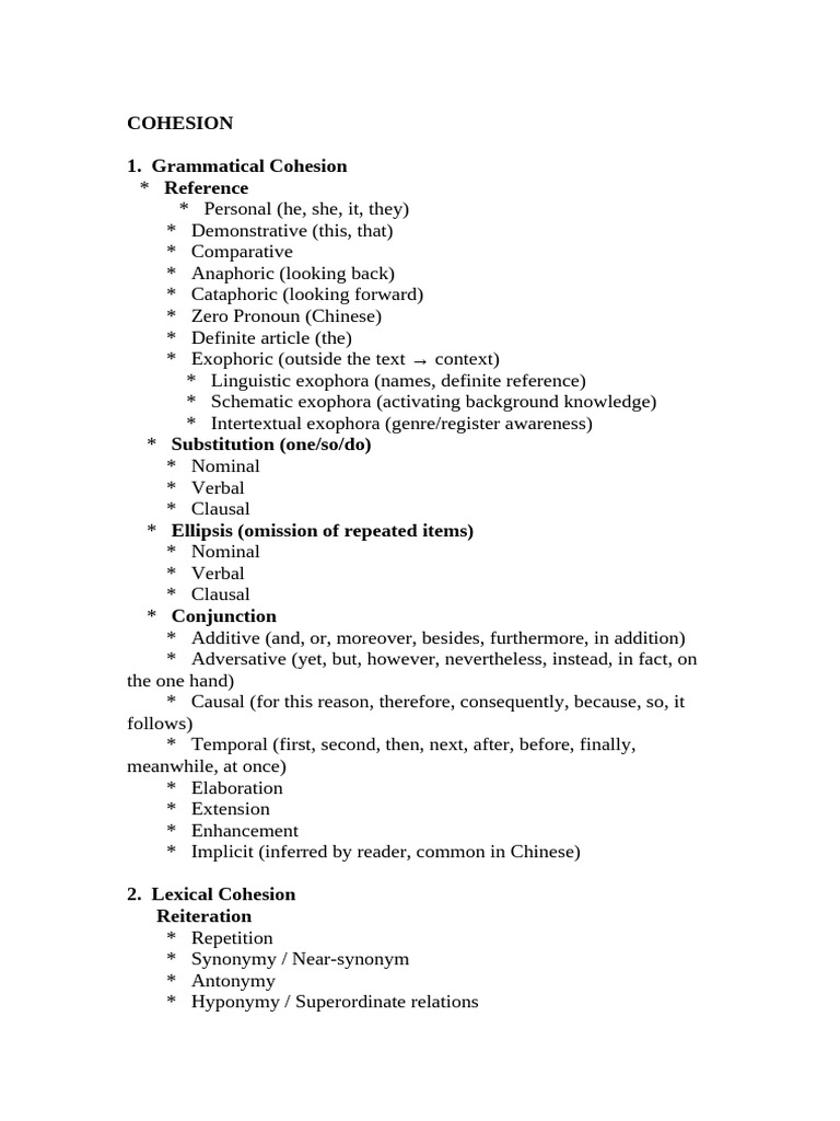COHESION+ Coherence Overlapping Remove | PDF | Schema (Psychology ...
