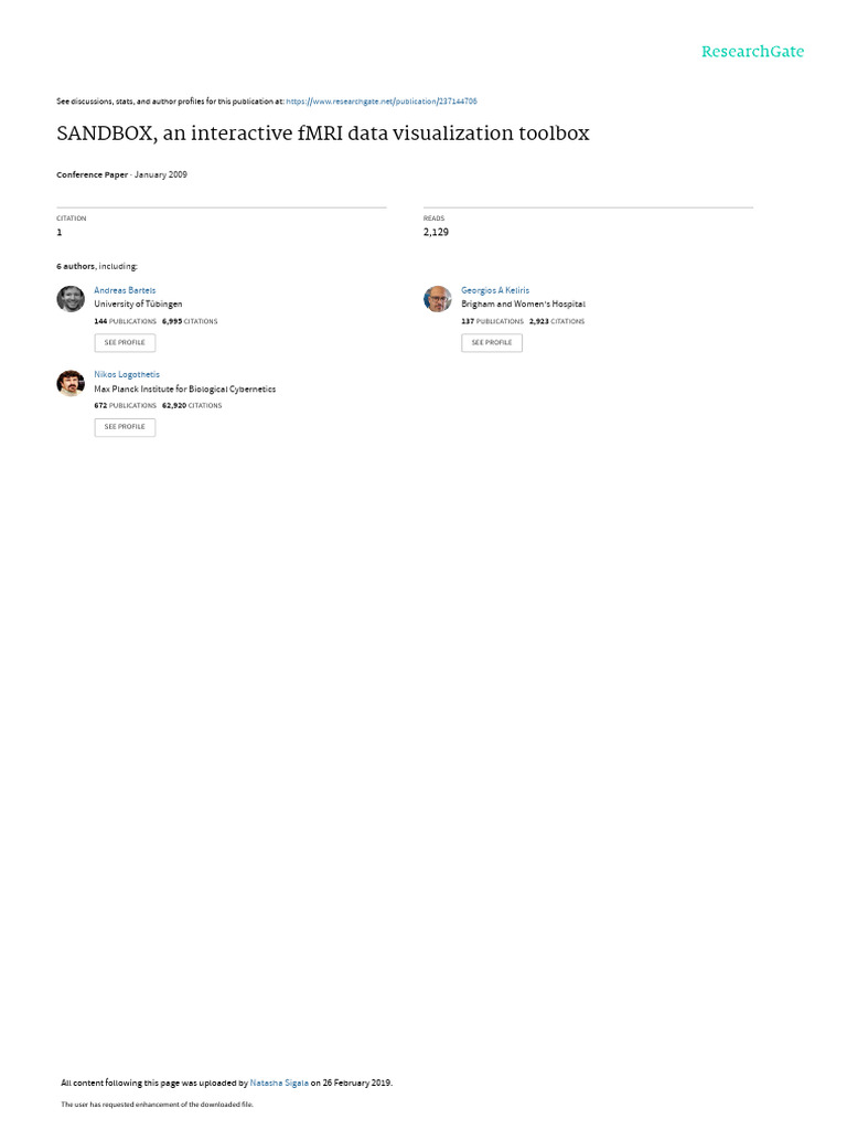 SANDBOX An Interactive FMRI Data Visualization Too | PDF | Functional ...
