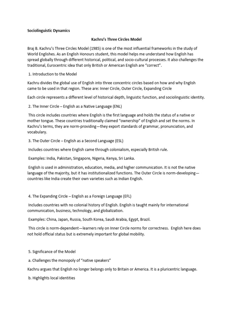 Kachru's Three Circles of English Use | PDF | English Language ...