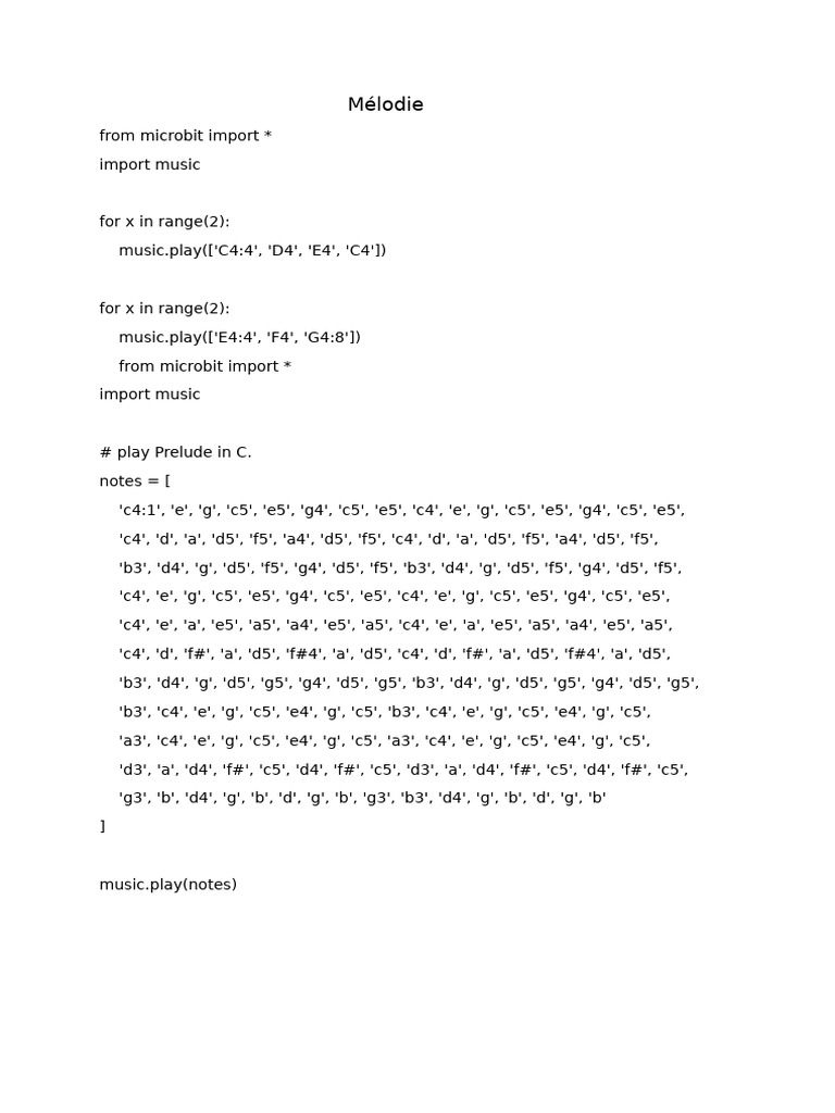 Microbit Music Playback Code | PDF
