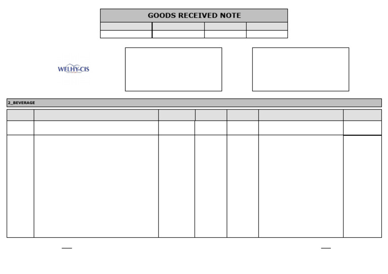 Goods Received Note for Water Delivery | PDF