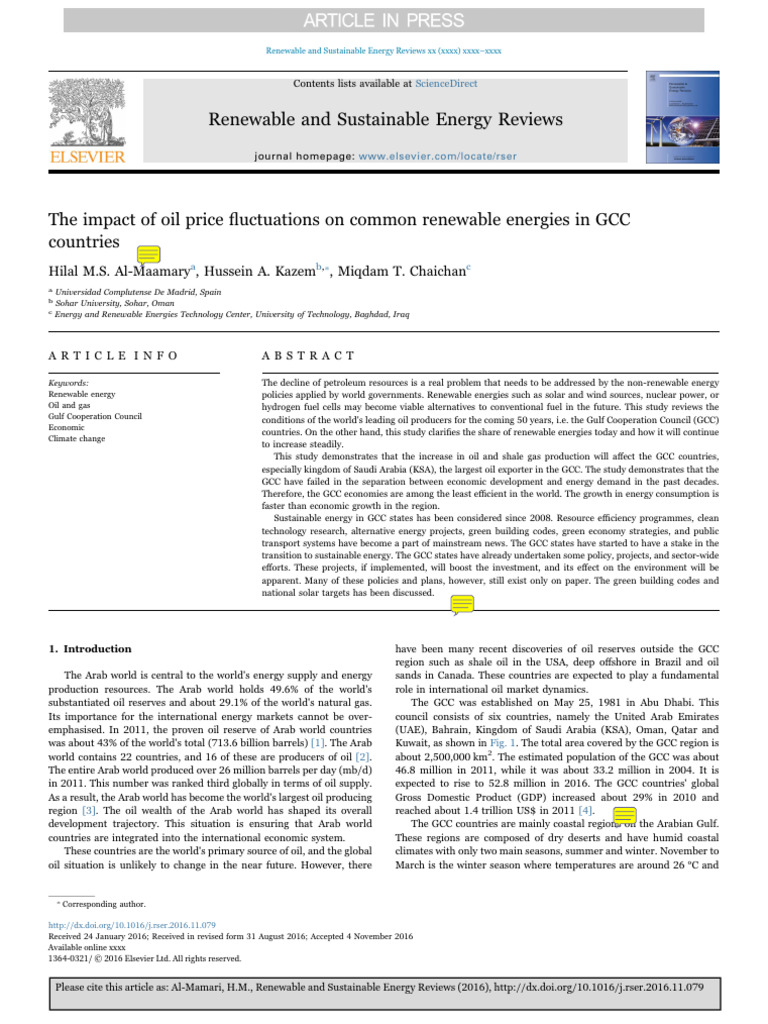 Oil Price Impact on GCC Renewable Energy | PDF | Petroleum | Gulf ...