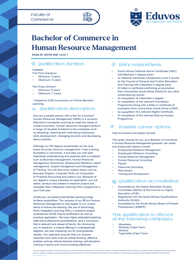 BCom in Human Resource Management Guide | PDF | Human Resource ...