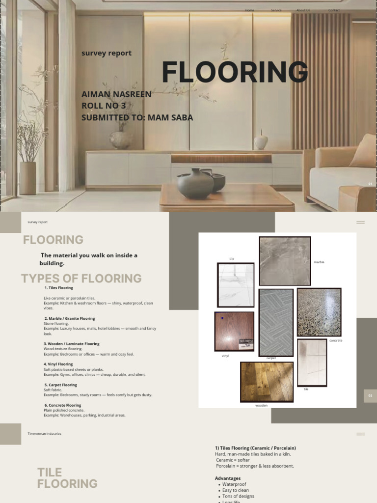 Beige Minimalist Interior Design Presentation | PDF | Flooring | Tile