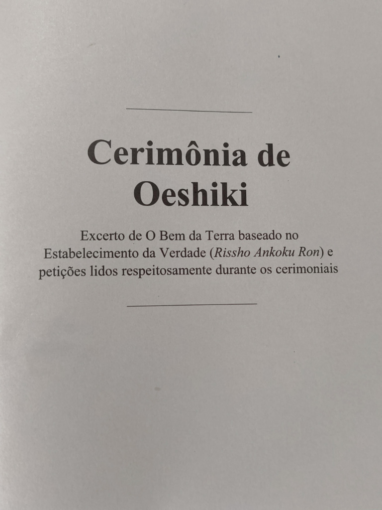 LIVRO CERIMÔNIA DE OESHIKI - CAPA- SUMÁRIO - INTRODUÇÃO | PDF | Nitiren