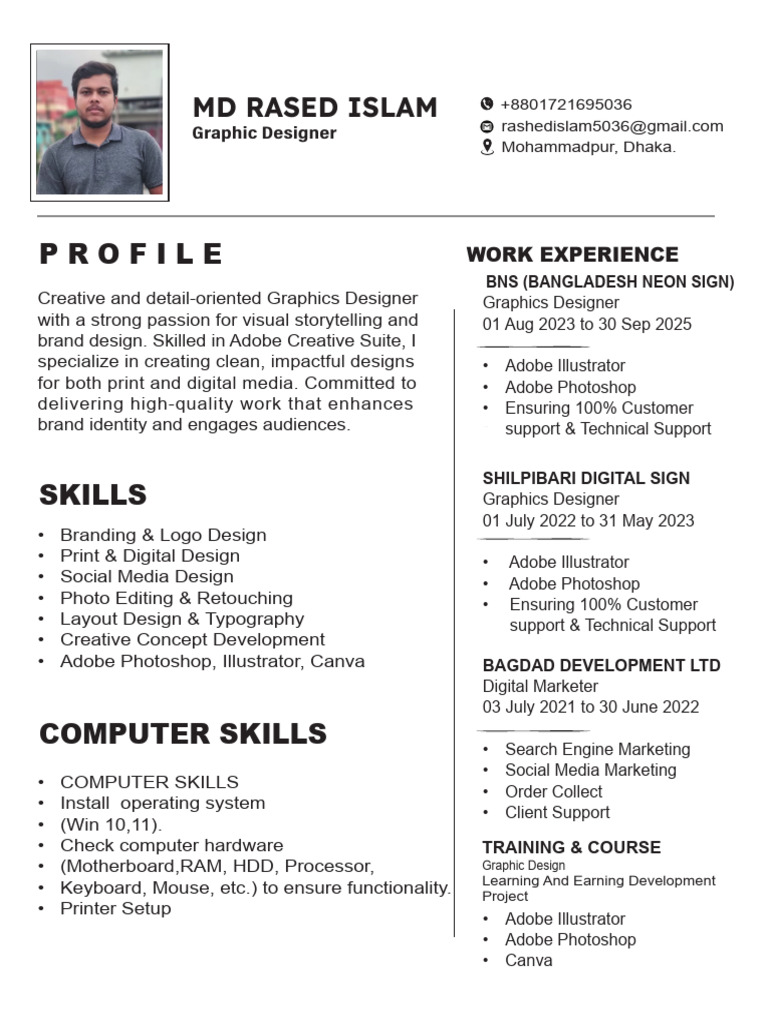 Graphics Designer Profile of Md Rased Islam | PDF | Graphic Design ...