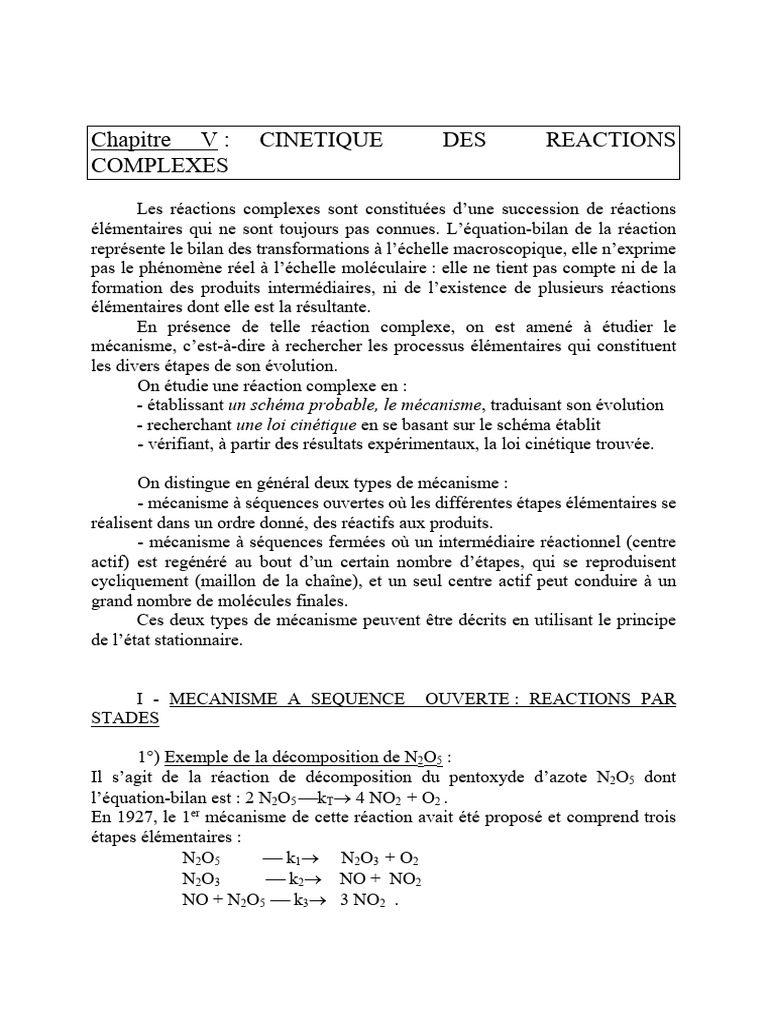 Mécanismes des Réactions Complexes en Chimie | PDF | Cinétique chimique ...