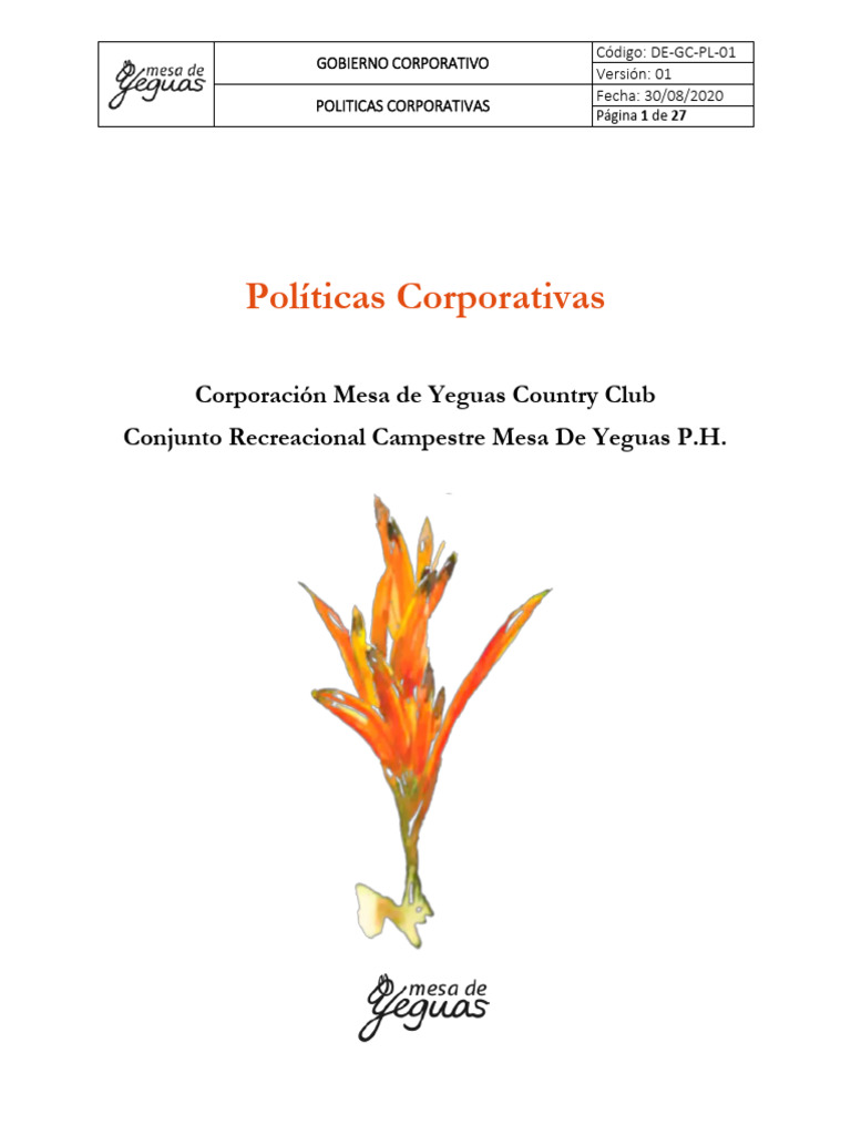 Políticas de Gobierno Corporativo MDY | PDF | Sustentabilidad | Fraude