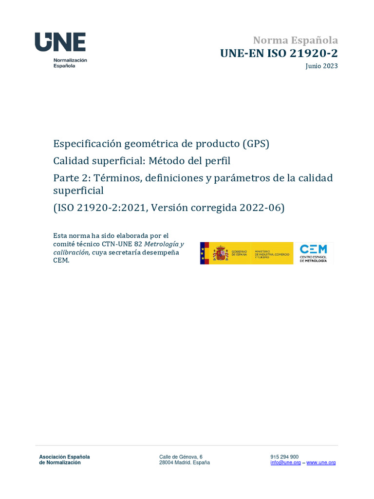 Norma UNE-EN ISO 21920-2:2023 | PDF | Organización internacional para ...