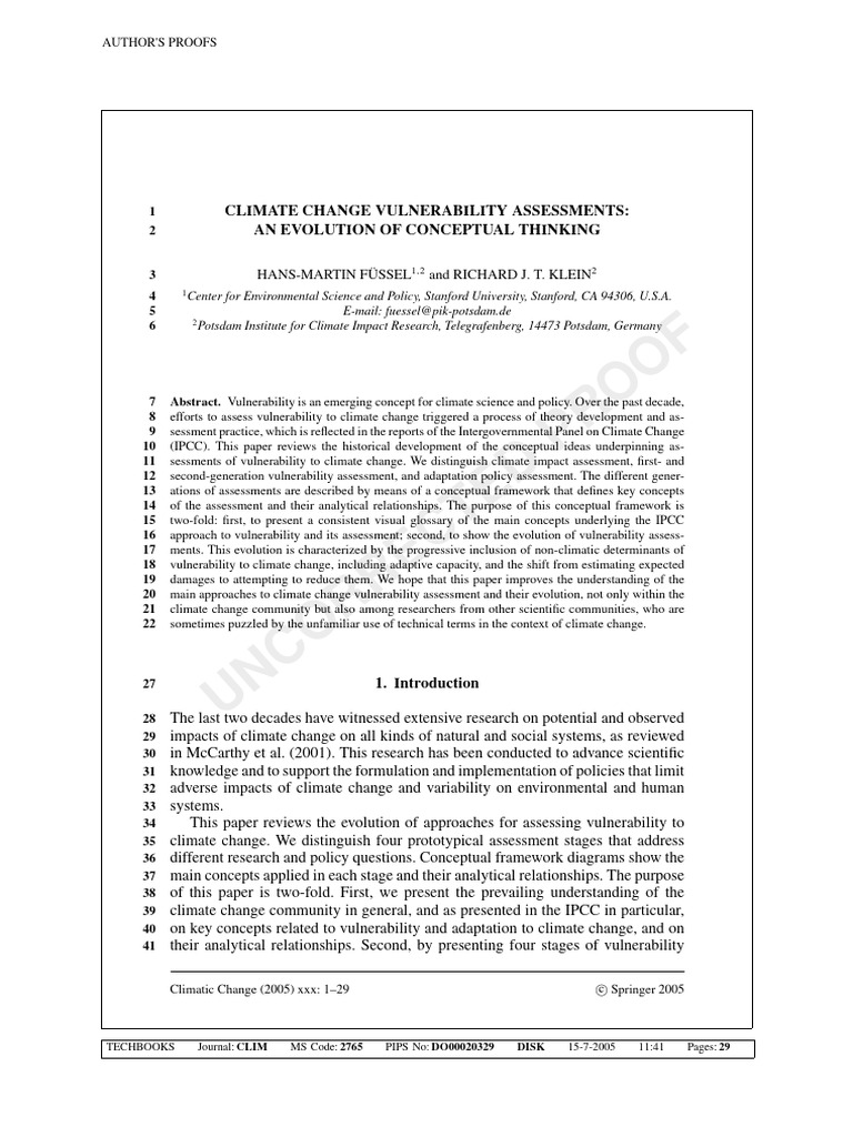 Climate Change Vulnerability Assessments | PDF | Climate Change ...