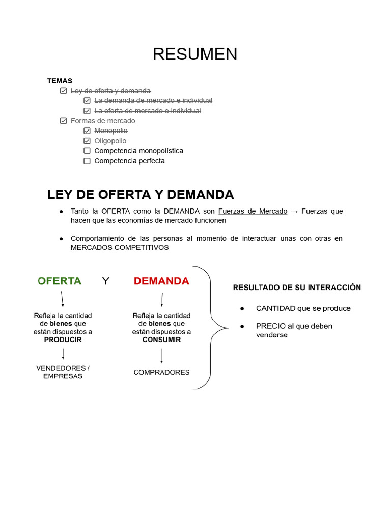 Ley de Oferta y Demanda en Mercados | PDF | Oferta (economía) | Mercado ...