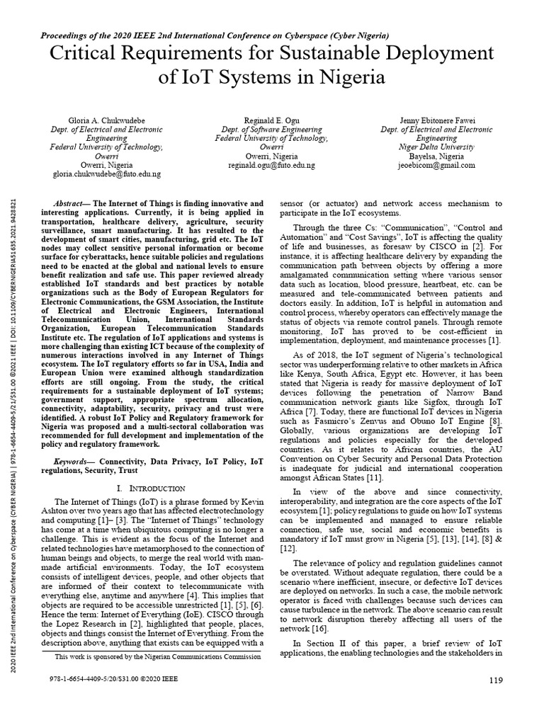 IoT Deployment Requirements in Nigeria | PDF | Internet Of Things ...
