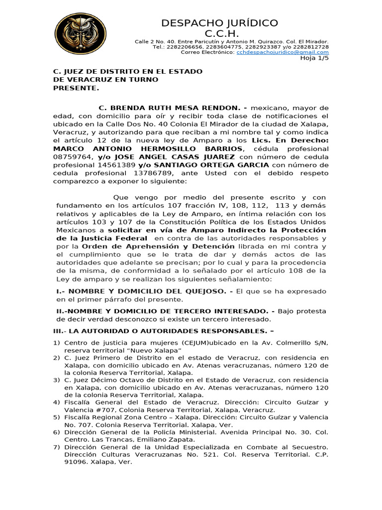 Amparo Indirecto por Orden de Aprehensión | PDF | Ley común | Justicia