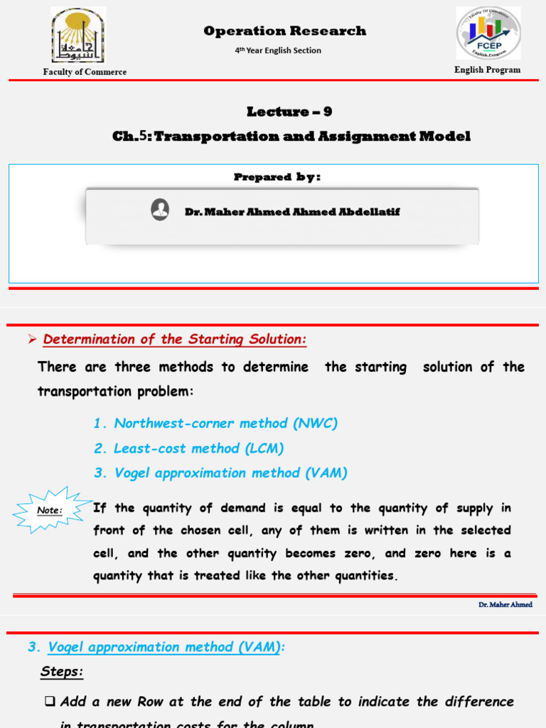 Transportation Model Methods Explained | PDF | Applied Mathematics ...