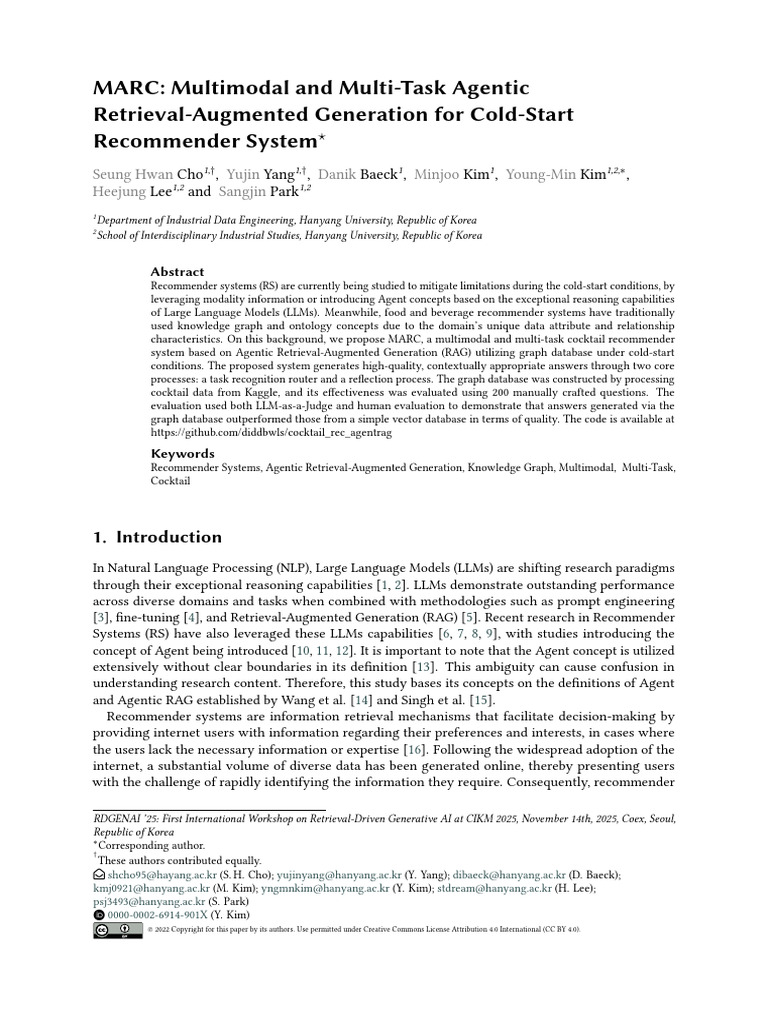 MARC: Multimodal Cocktail Recommender System | PDF | Databases | Computing