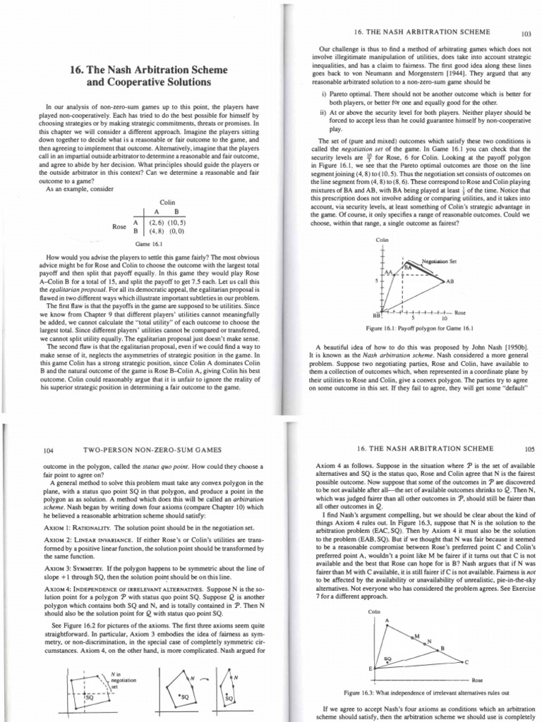16 The Nash Arbitration Scheme and Cooperative Solutions | PDF | Utility