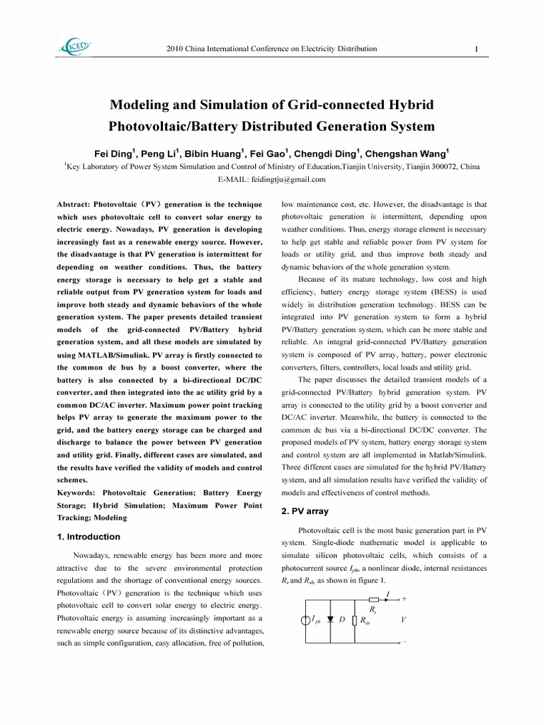 Hybrid PV/Battery System Modeling | PDF | Photovoltaic System ...