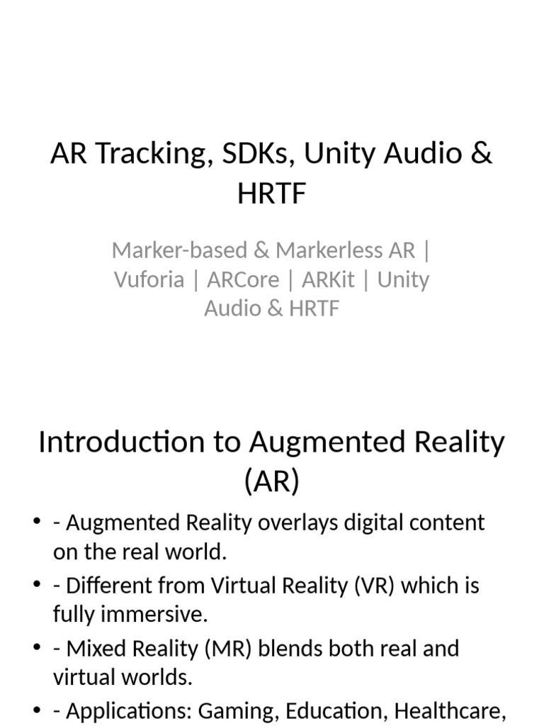 AR Tracking and Audio Integration Guide | PDF