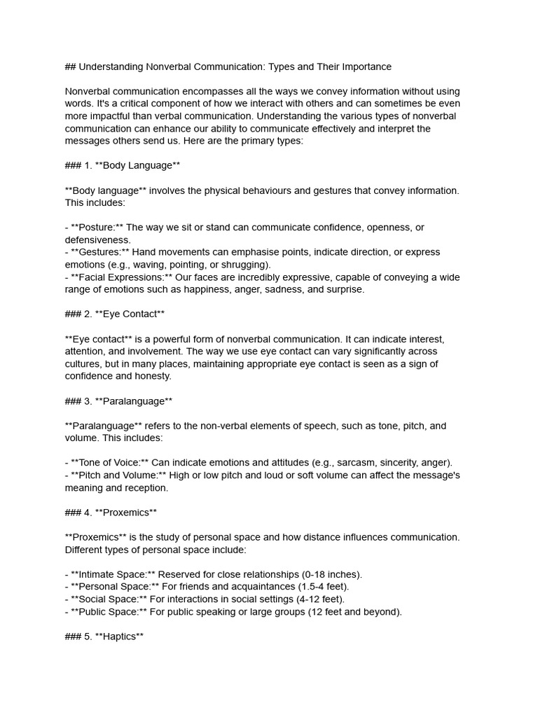Understanding Nonverbal Communication - Types and Their Importance ...