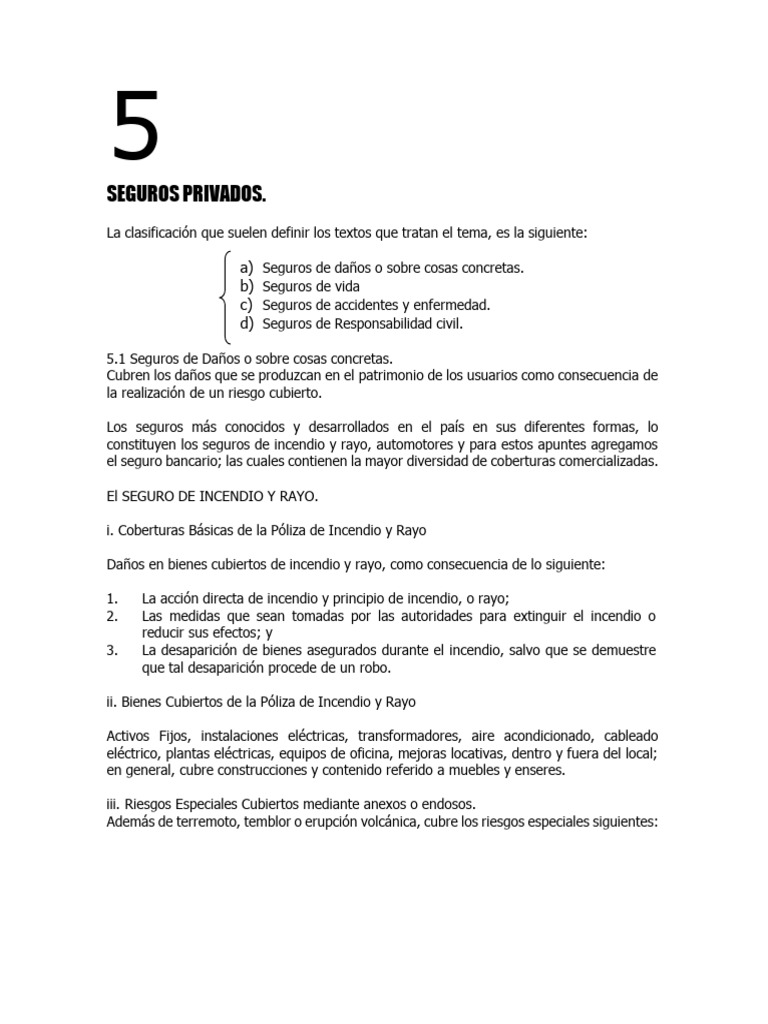 Tipos de Seguros Privados y Coberturas | PDF | Póliza de seguros | Seguro