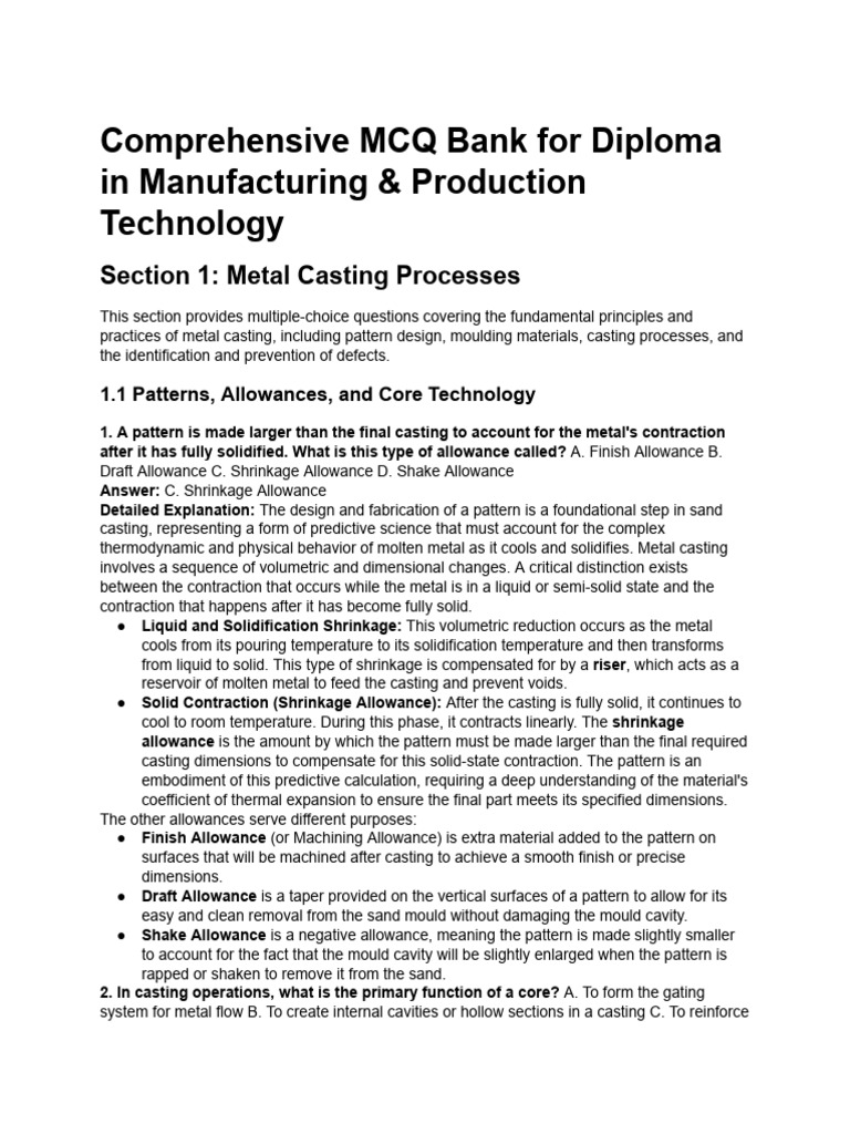 MCQ Bank for Manufacturing Technology | PDF | Construction | Welding