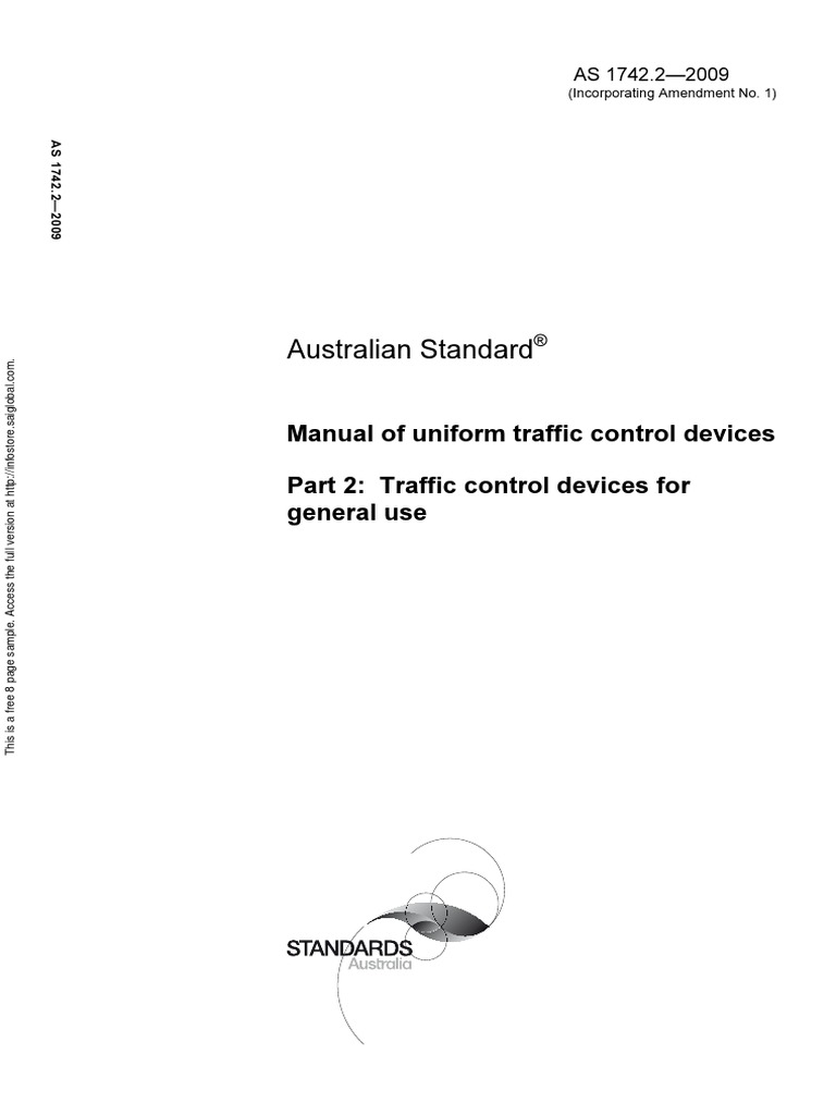 As 1742.22009 Manual of Uniform Traffic Control Devices Traffic