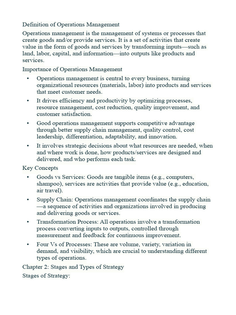 OM-1 | PDF | Operations Management | Supply Chain