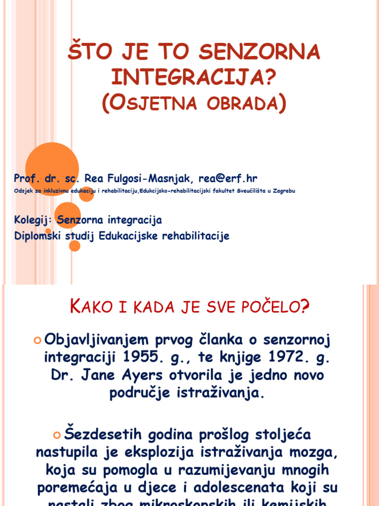 Erfunizg Senzorna Integracija Skripta Rea Fulgosi-masnjak 2014-2-3 | PDF