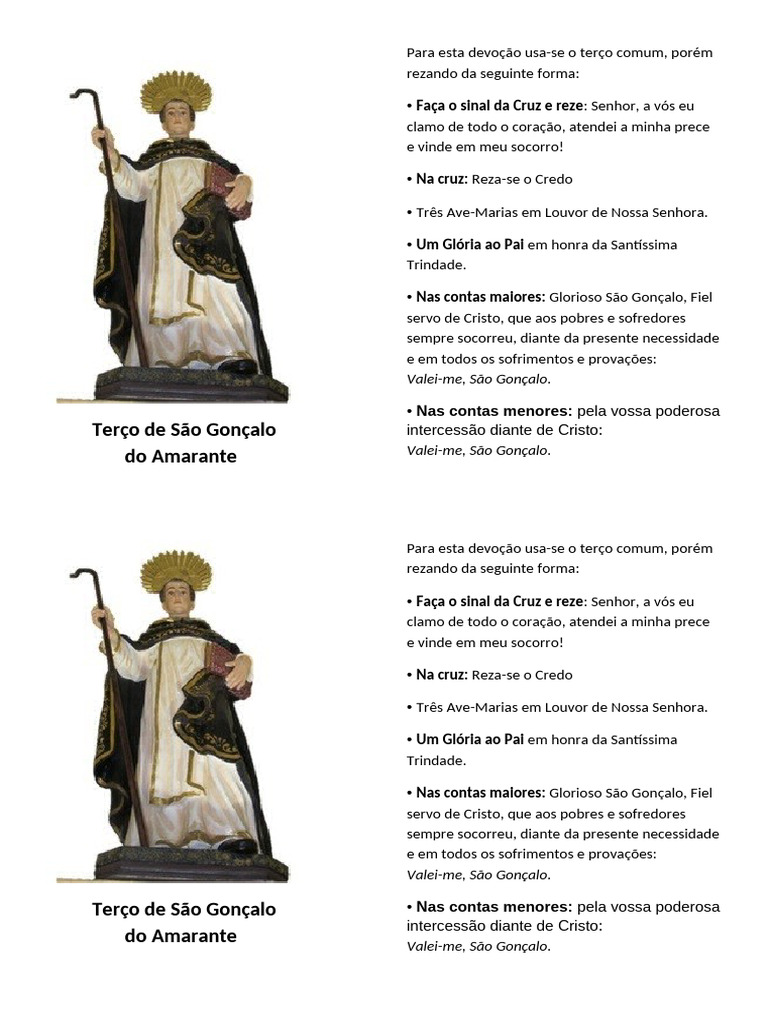 Oração do Terço de São Gonçalo | PDF | Rosário | Oração