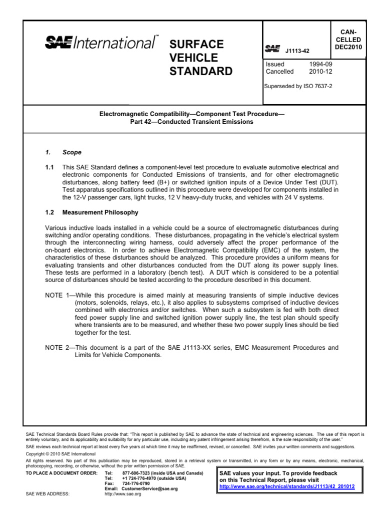 Sae J1113-42-2010 | PDF | Electronic Engineering | Manufactured Goods