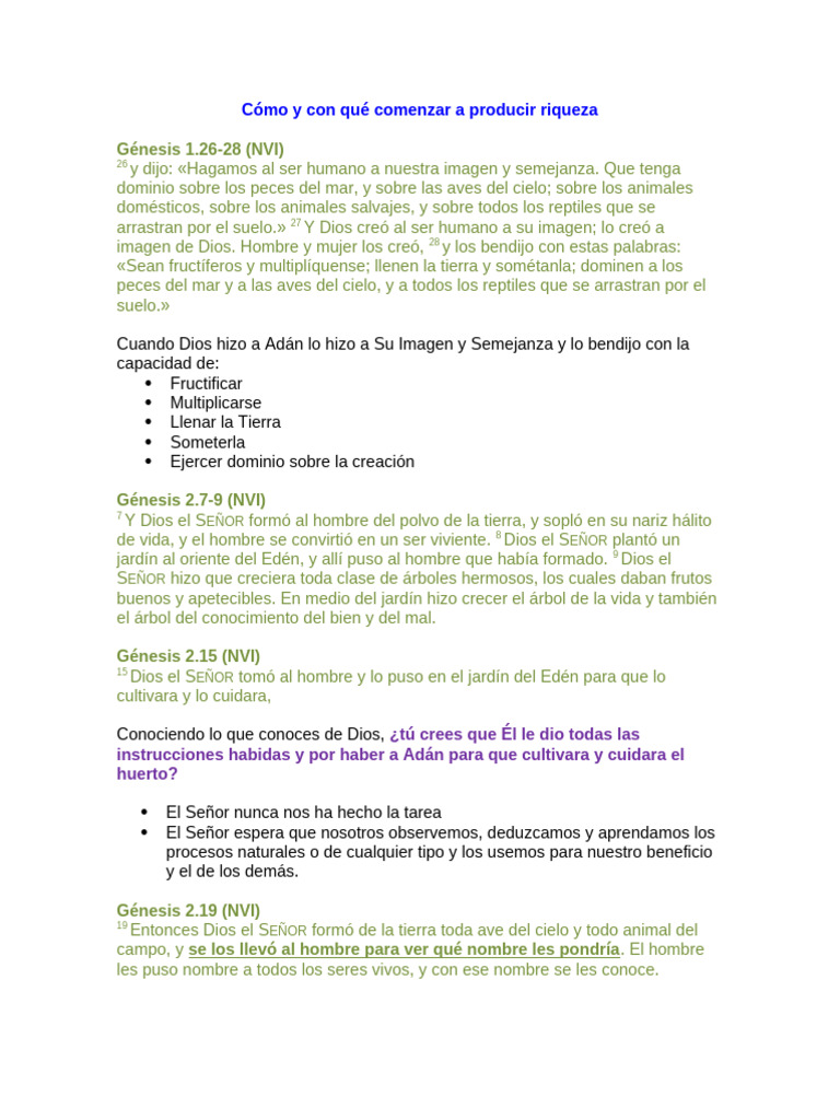 1321 Cómo y Con Qué Empezar A Producir Riqueza | PDF | Jardín del Edén ...