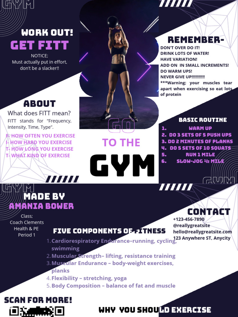 White and Purple Geometric Woman Gym Trifold Brochure | PDF | Physical ...