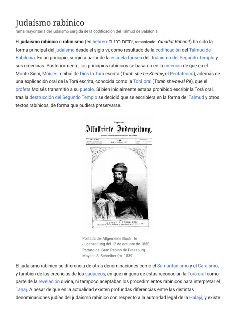Judaísmo Rabínico - Wikipedia, La Enciclopedia Libre | PDF | Torá Oral ...