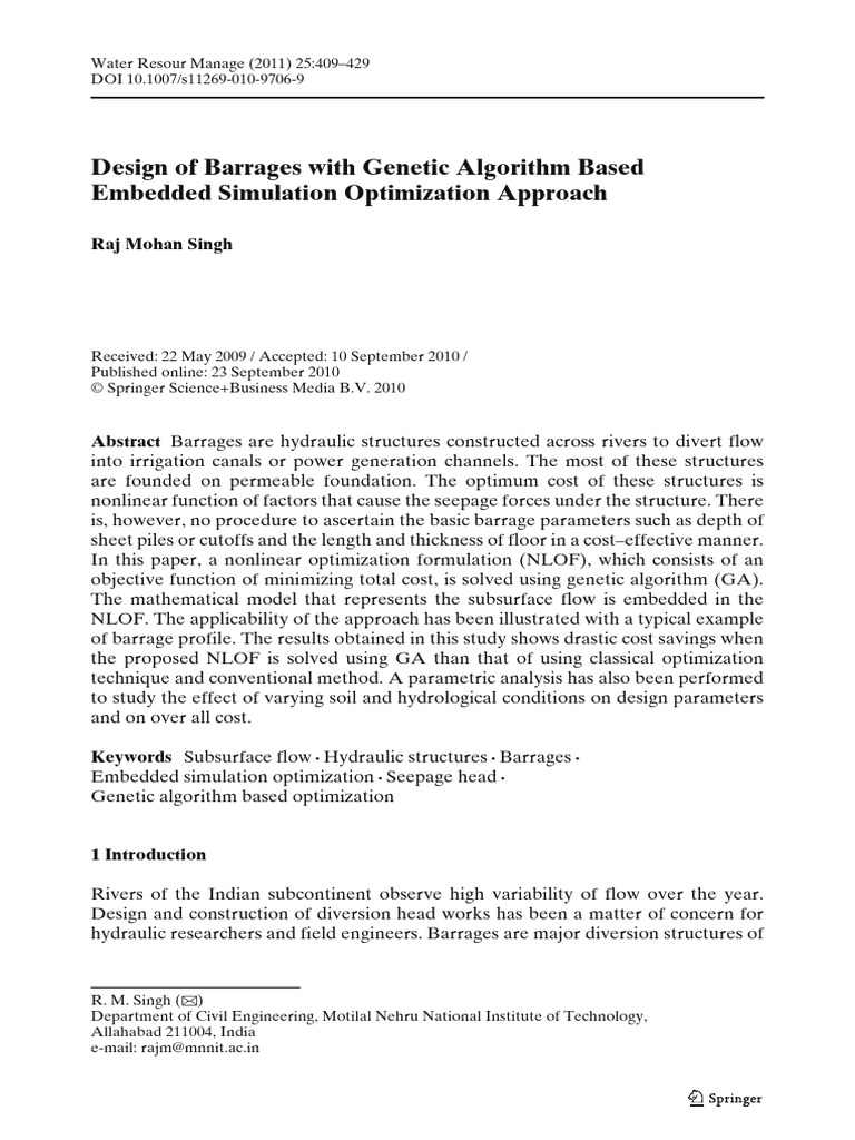 Optimizing Barrage Design with GA | PDF | Mathematical Optimization ...