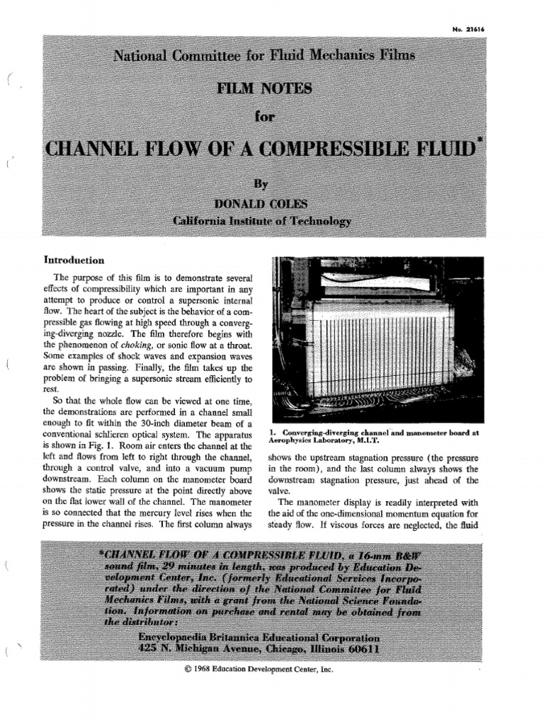 Channel Flow of A Compressible Fluid | PDF