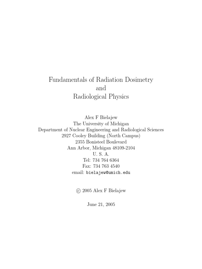 Book Dosimetry Radiological Physics | PDF | Electron | Photon