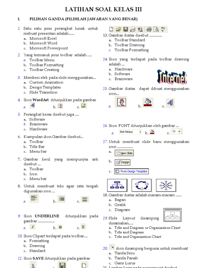 Soal Tik Kls 2 Sd Semester 1