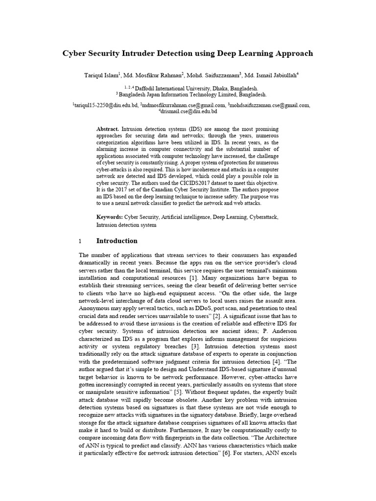 Deep Learning for Cyber Intrusion Detection | PDF | Deep Learning ...