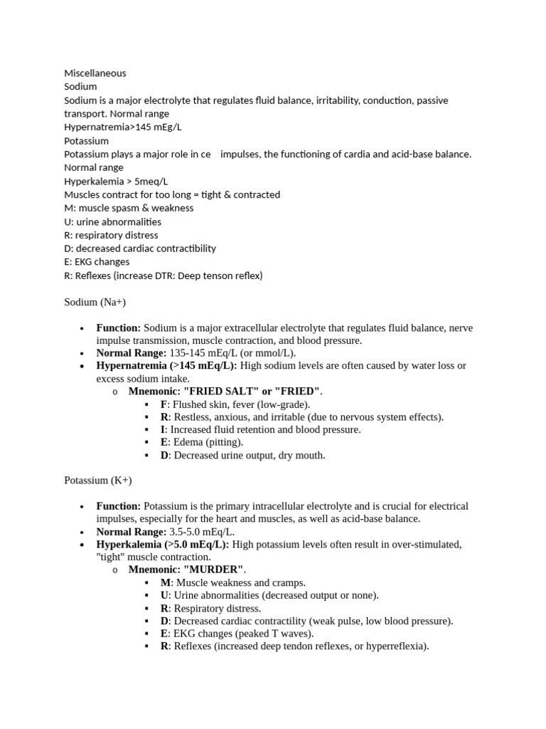 Sodium and Potassium Electrolyte Guide | PDF