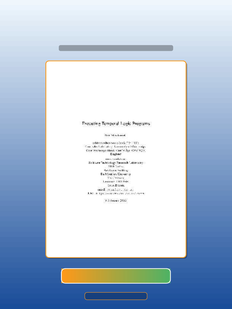 Answers for Executing Temporal Logic Programs | PDF | Multiple Choice