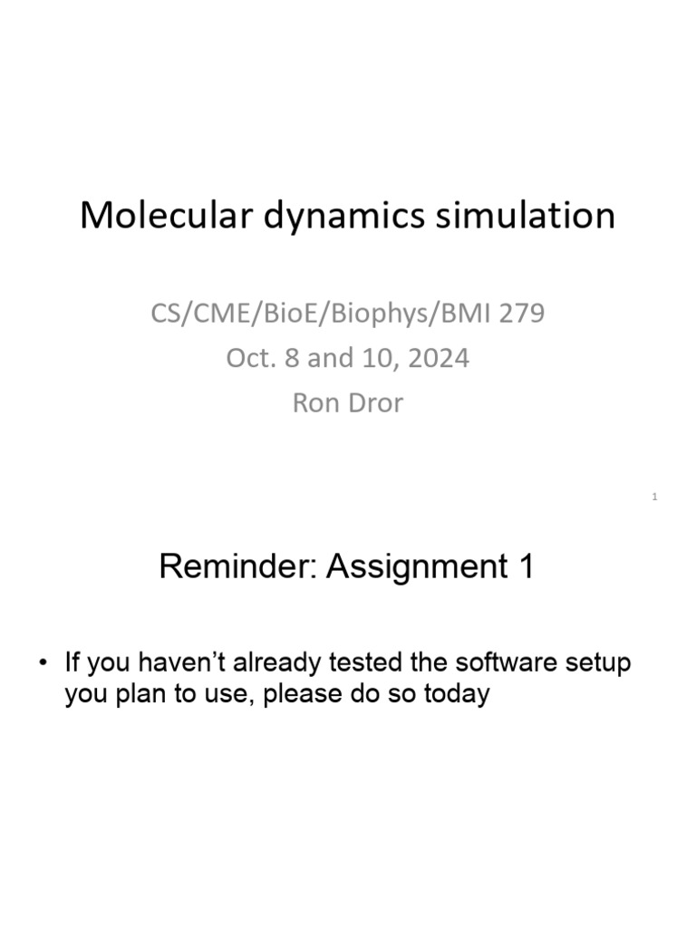 Overview of Molecular Dynamics Simulation | PDF | Molecular Dynamics ...