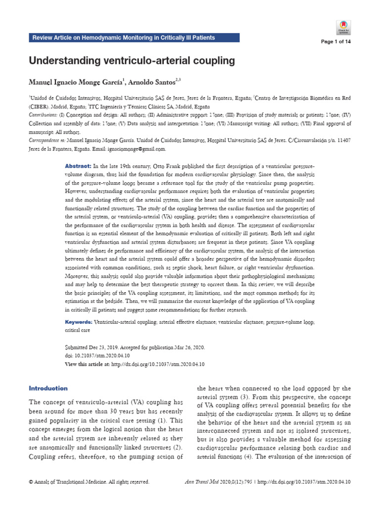 Ventriculo-Arterial Coupling in Critical Care | PDF | Ventricle (Heart ...