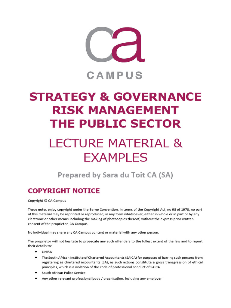 Public Sector Strategy & Risk Management | PDF | Risk | Business Model