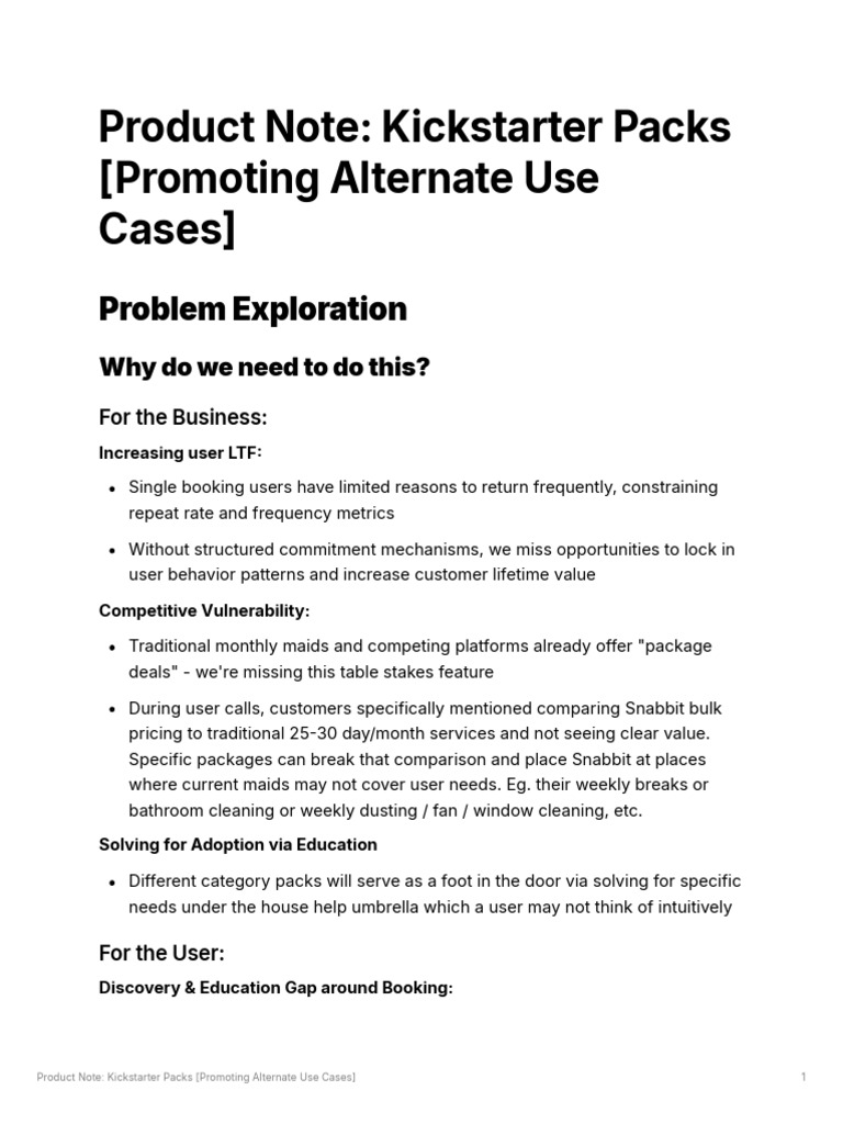 Product Note Kickstarter Packs Promoting Alternate Use Cases | PDF ...